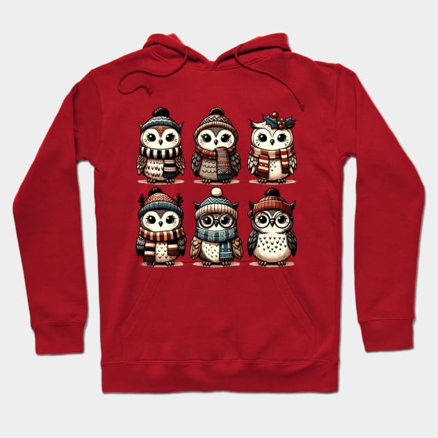 Hoot Hoot: Winter Owls Hoodie by TooplesArt